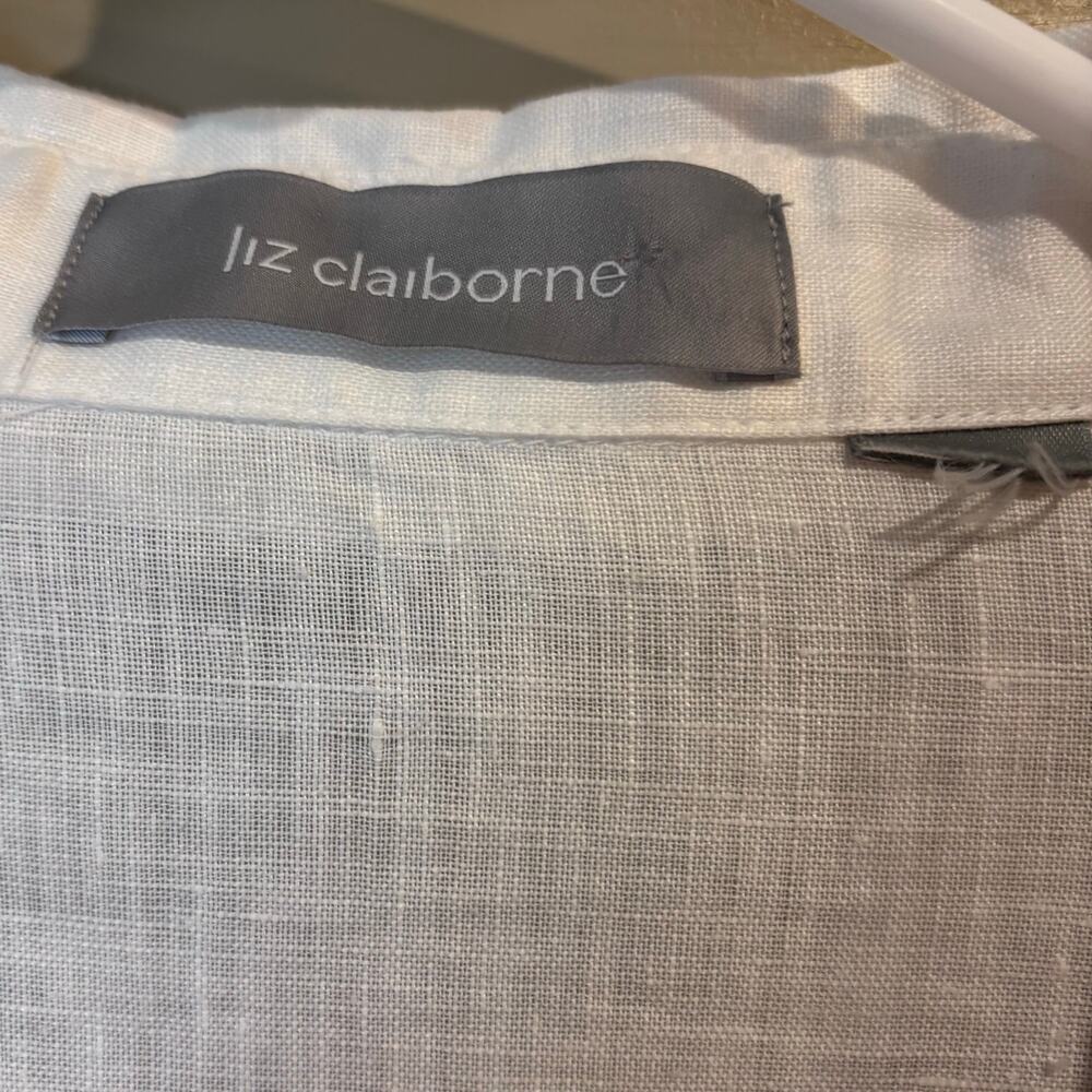 Liz Claiborne White 100% Linen Ladder Lace Tunic Blouse - Size 1XL - Picture 5 of 12
